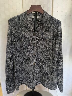 Dana Buchman Black and White Snake-Print Blouse